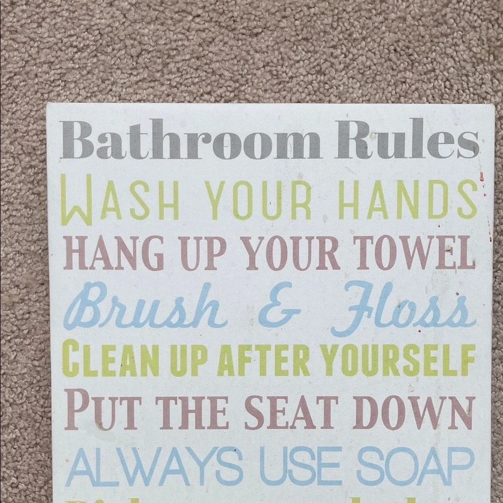 Colorful Bathroom Rules Wall Art